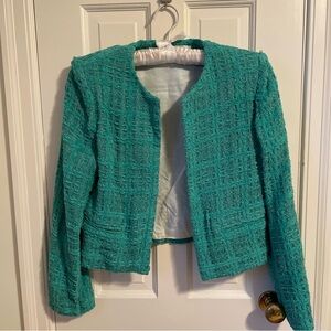 IRO Xylonaspe Tweed Jacket with Metallic Shimmer, 38, Green